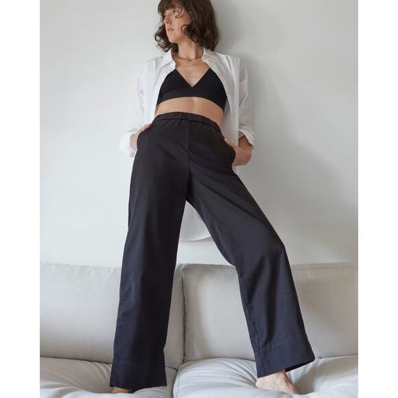 Everlane The Easy Pant Straight Leg Chino Elastic Waist Pull-On Black S NWT - Picture 1 of 10